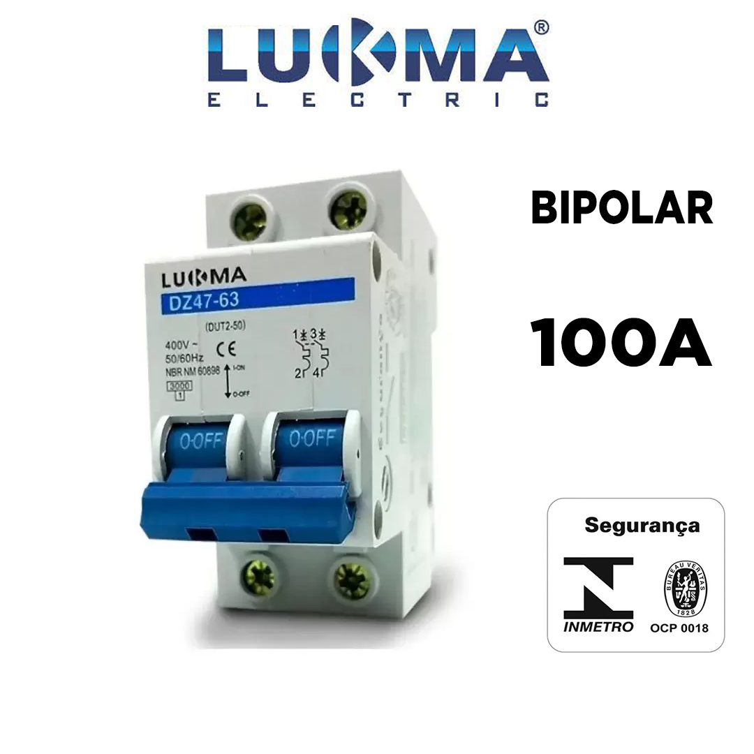 Disjuntor Bipolar Din LUKMA 100A