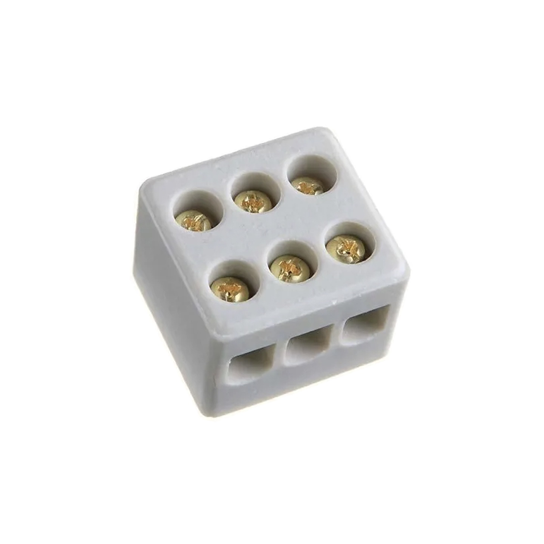 Conector p/ Chuveiro de Porcelana, tripolar para fios até 10mm – 3 bornes