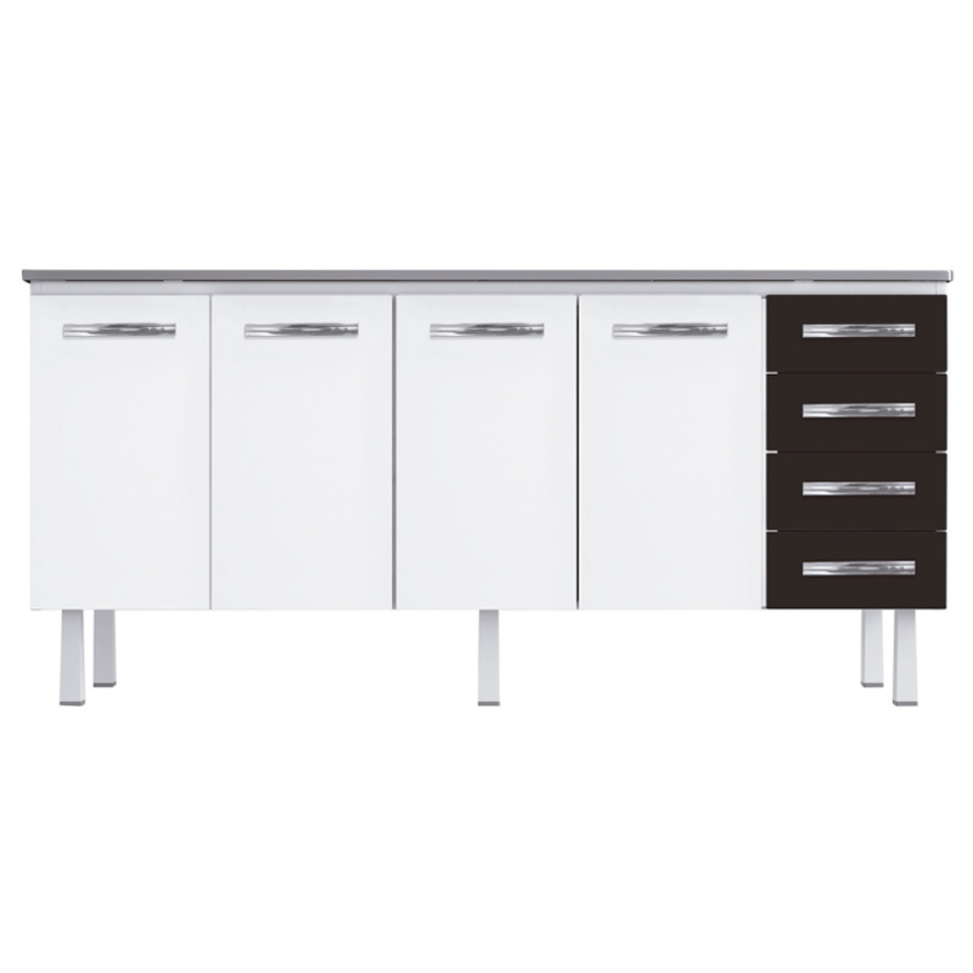 Gabinete Aço Cozinha Branco/Preto 1,80m – Vitralfer